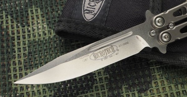 画像2: Microtech Tachyon Stone wash plain edge #1287 (2)